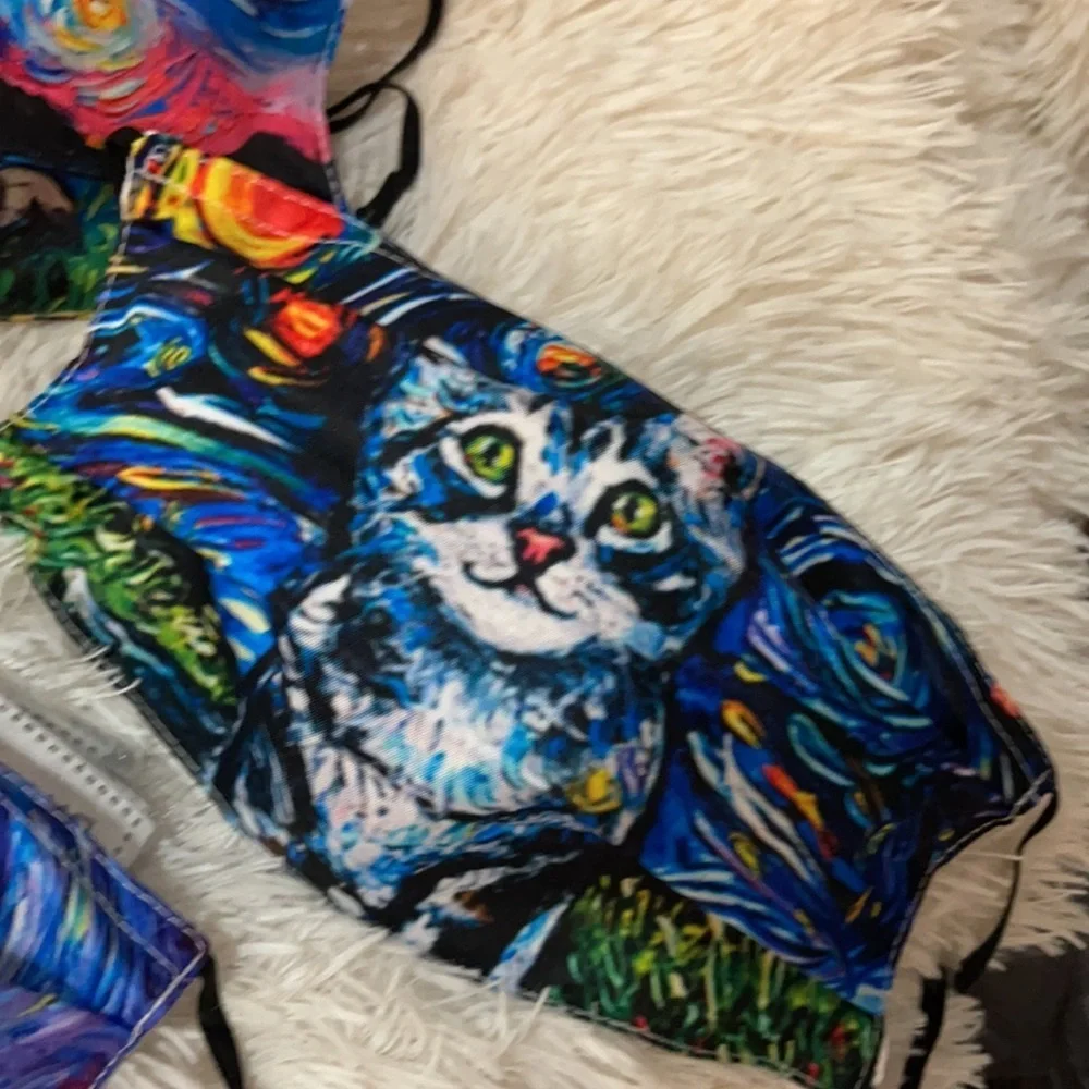 New set/3 Cat art face masks